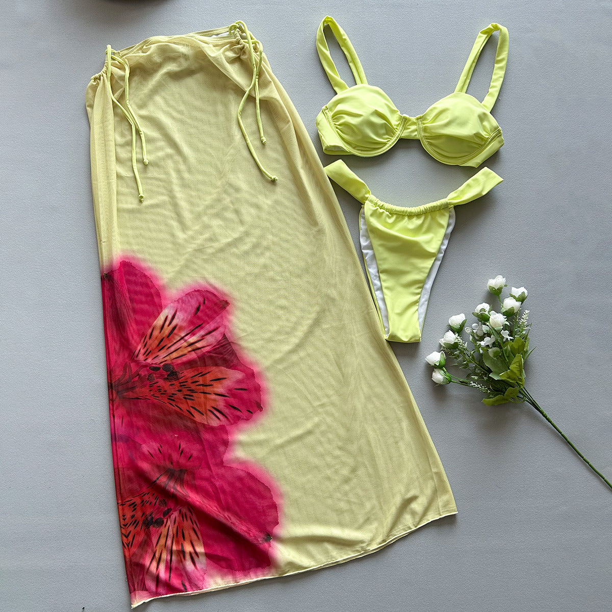 Printed Bikini - 3 Piece Swimsuit Set