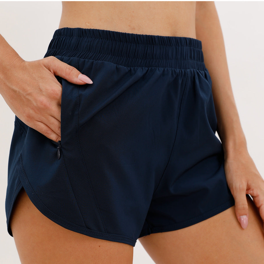 Breathable Sports Shorts with Zipper Pockets