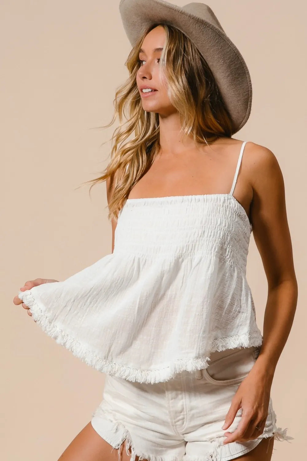 Cami Rzz BiBi Fringed Hem Smocked Cami – Rizz Fit Clothing LLC