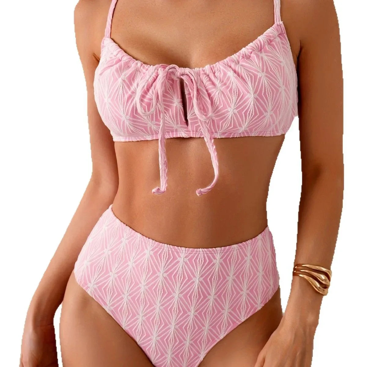 Women's Solid Color Thin Belt Bikini Set