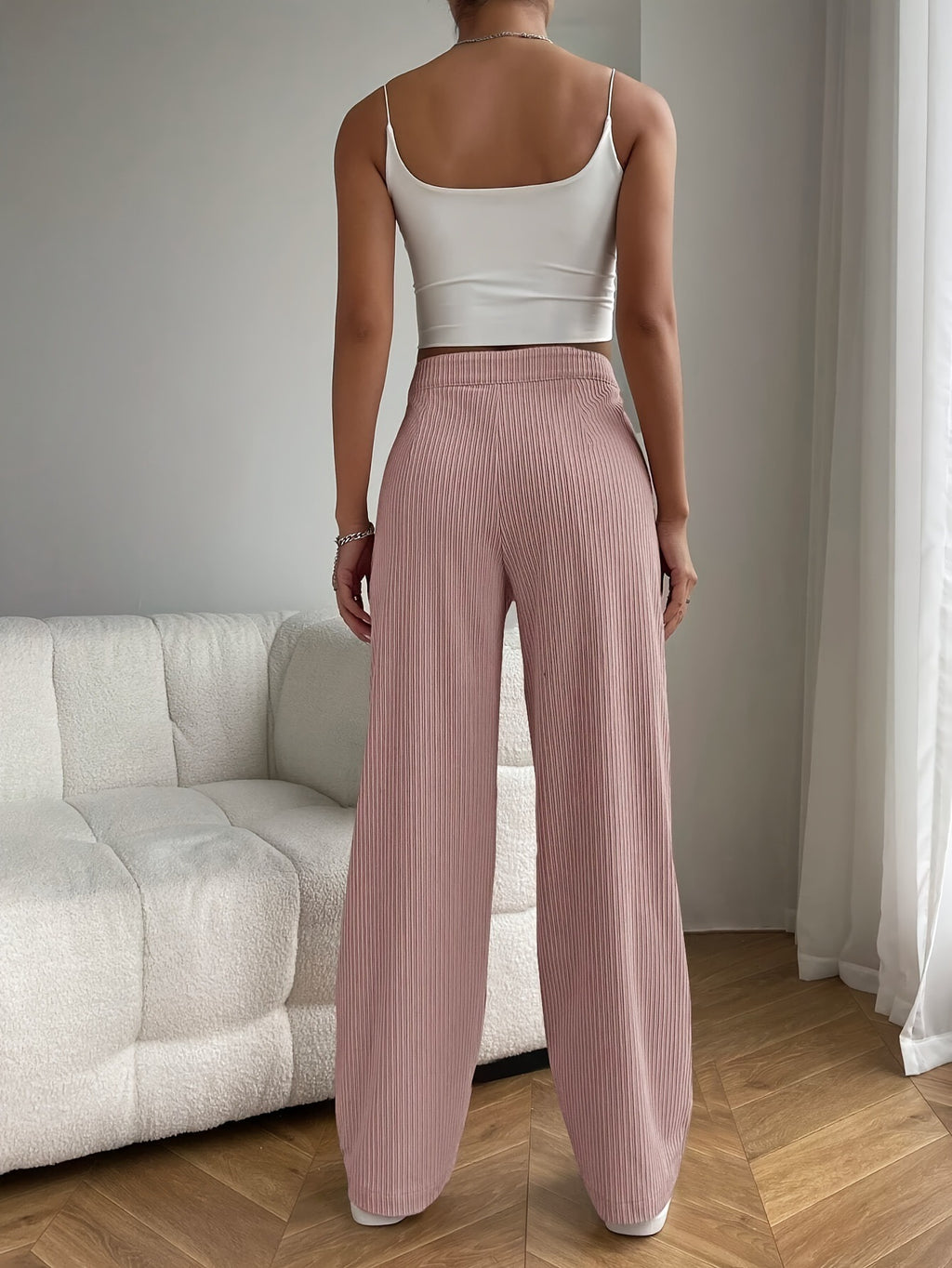 New Women's Trousers Cross-border Spring and Autumn High Waist Loose Wide Leg Pants Drain All-match Casual Straight Pants