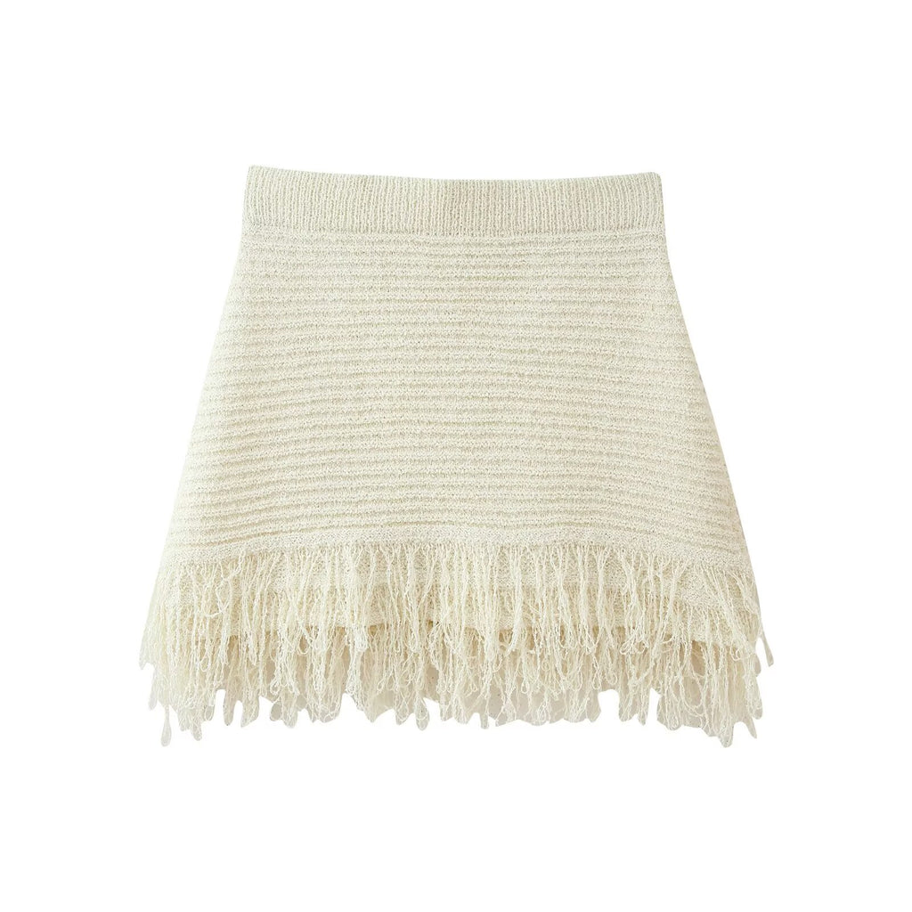 Tassel Knit Crop Top & Mini Skirt