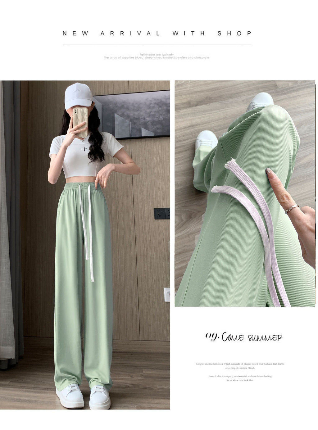 Ice Silk Wide-Leg Pants Women's Summer Thin 2024 New Casual High Waist Dosing Loose Summer Straight Cool Pants