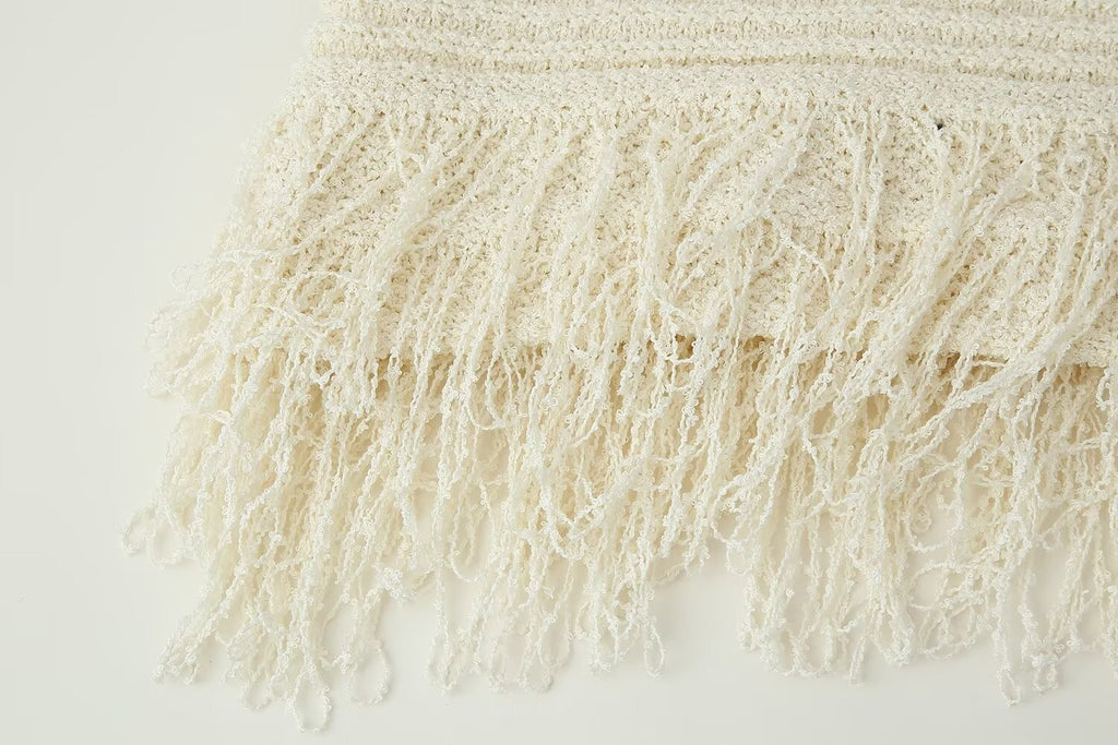 Tassel Knit Crop Top & Mini Skirt