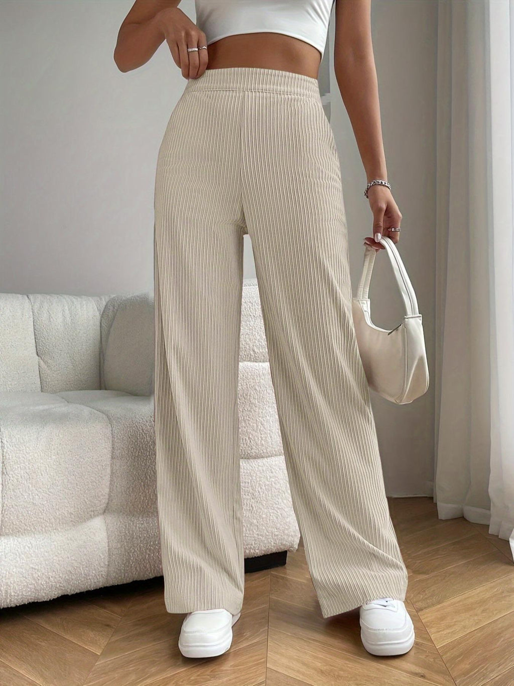 New Women's Trousers Cross-border Spring and Autumn High Waist Loose Wide Leg Pants Drain All-match Casual Straight Pants