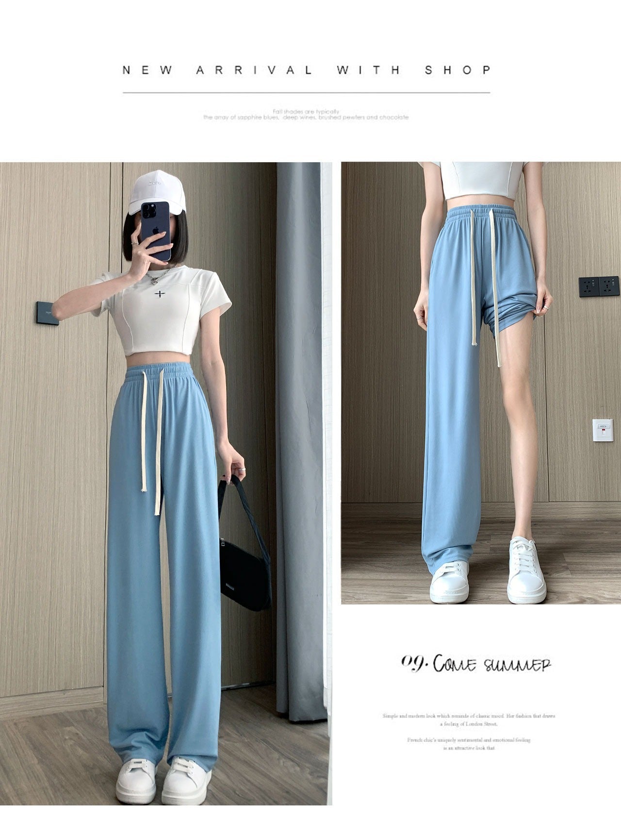 Ice Silk Wide-Leg Pants Women's Summer Thin 2024 New Casual High Waist Dosing Loose Summer Straight Cool Pants
