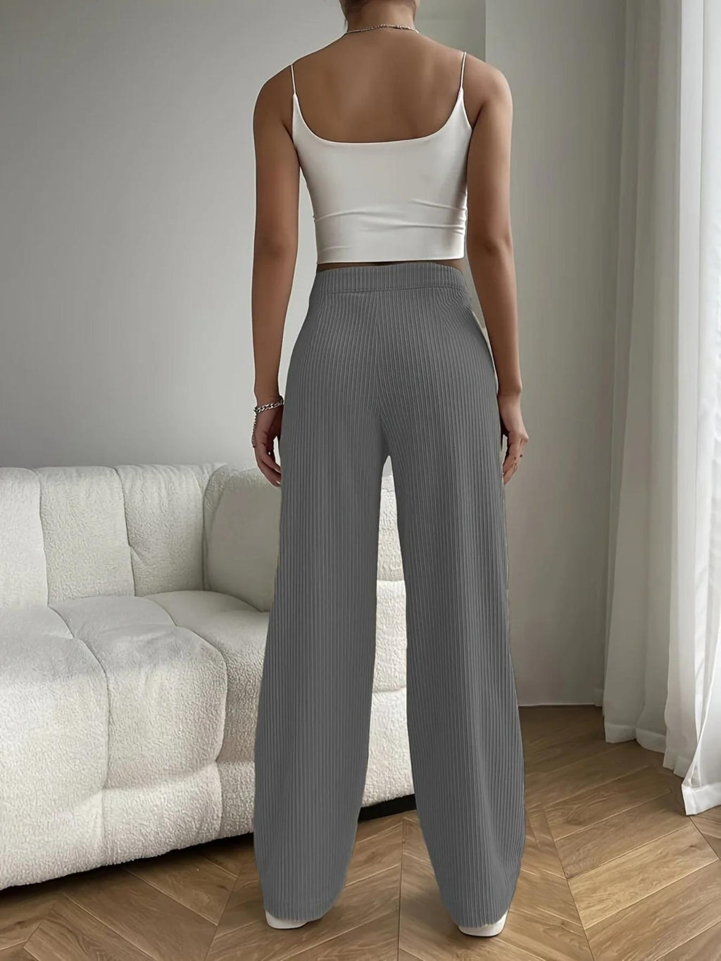 New Women's Trousers Cross-border Spring and Autumn High Waist Loose Wide Leg Pants Drain All-match Casual Straight Pants