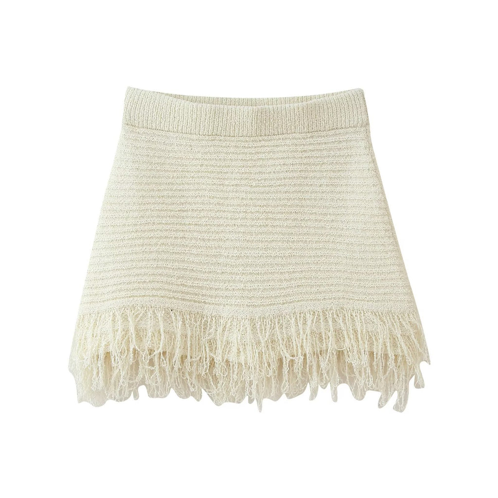 Tassel Knit Crop Top & Mini Skirt
