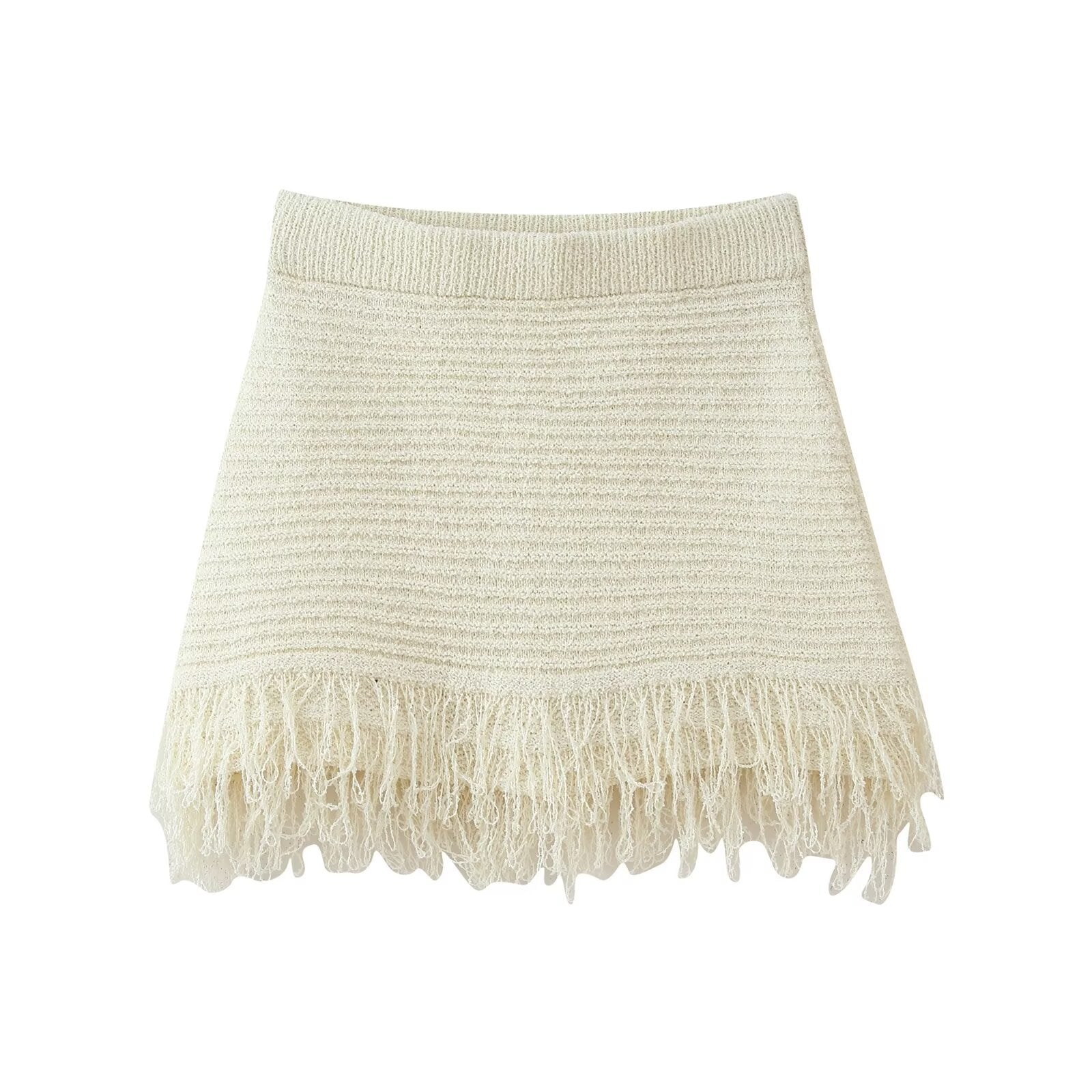 Tassel Knit Crop Top & Mini Skirt
