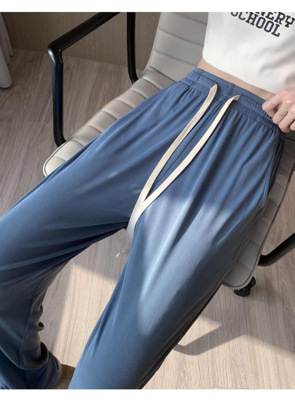 Ice Silk Wide-Leg Pants Women's Summer Thin 2024 New Casual High Waist Dosing Loose Summer Straight Cool Pants