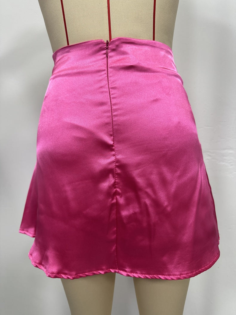 Satin Pleated Mini Skirt | High Waist A-Line | 12 Colors