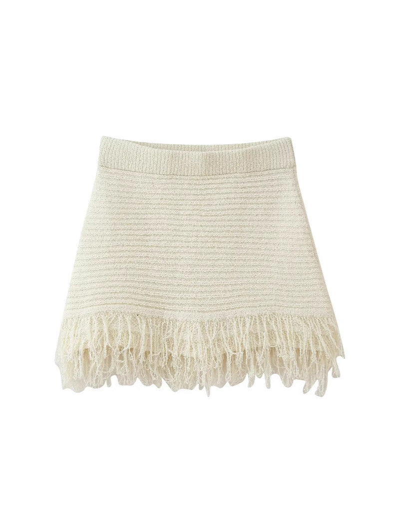 Tassel Knit Crop Top & Mini Skirt