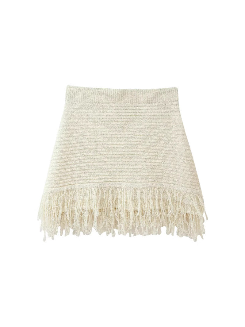 Tassel Knit Crop Top & Mini Skirt