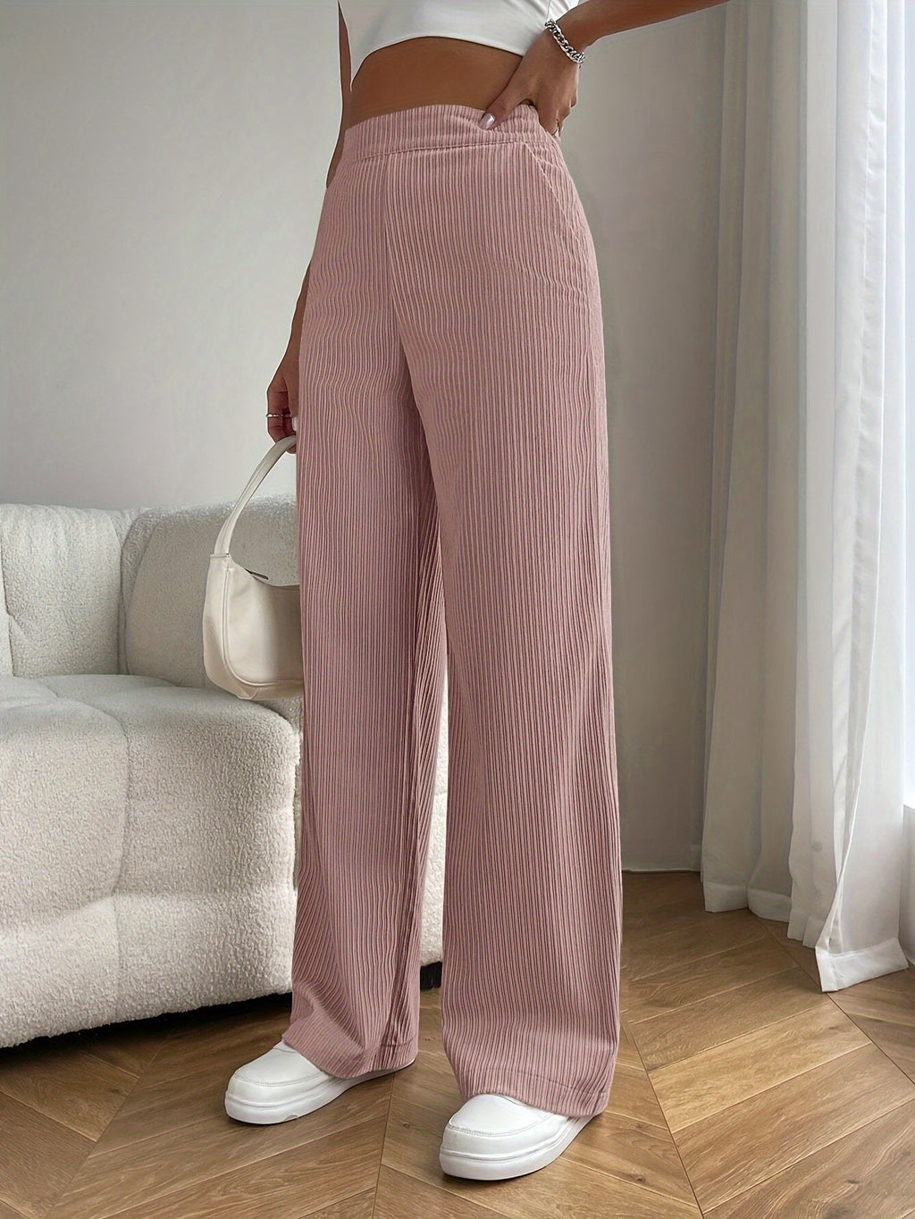 New Women's Trousers Cross-border Spring and Autumn High Waist Loose Wide Leg Pants Drain All-match Casual Straight Pants
