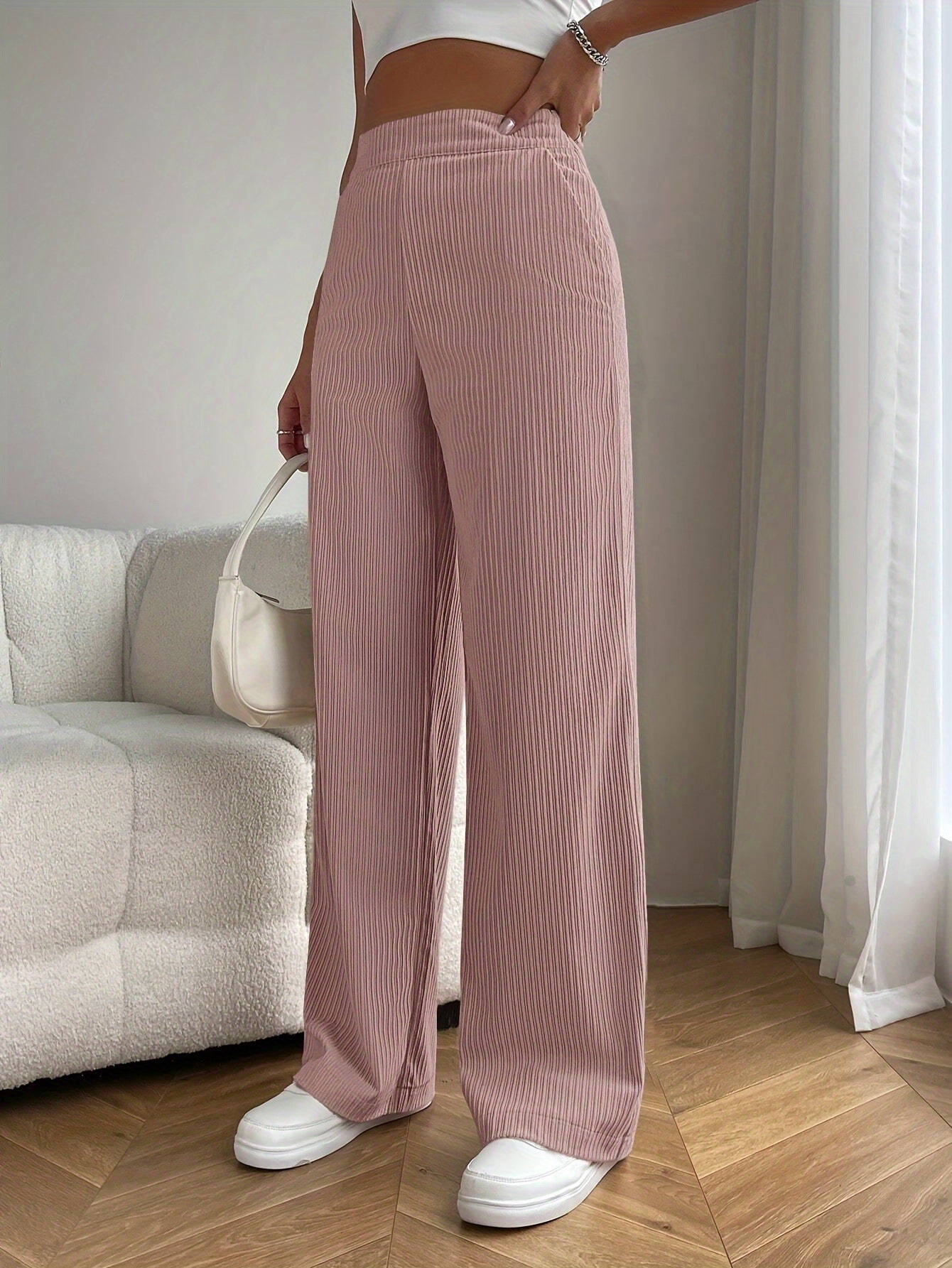 New Women's Trousers Cross-border Spring and Autumn High Waist Loose Wide Leg Pants Drain All-match Casual Straight Pants
