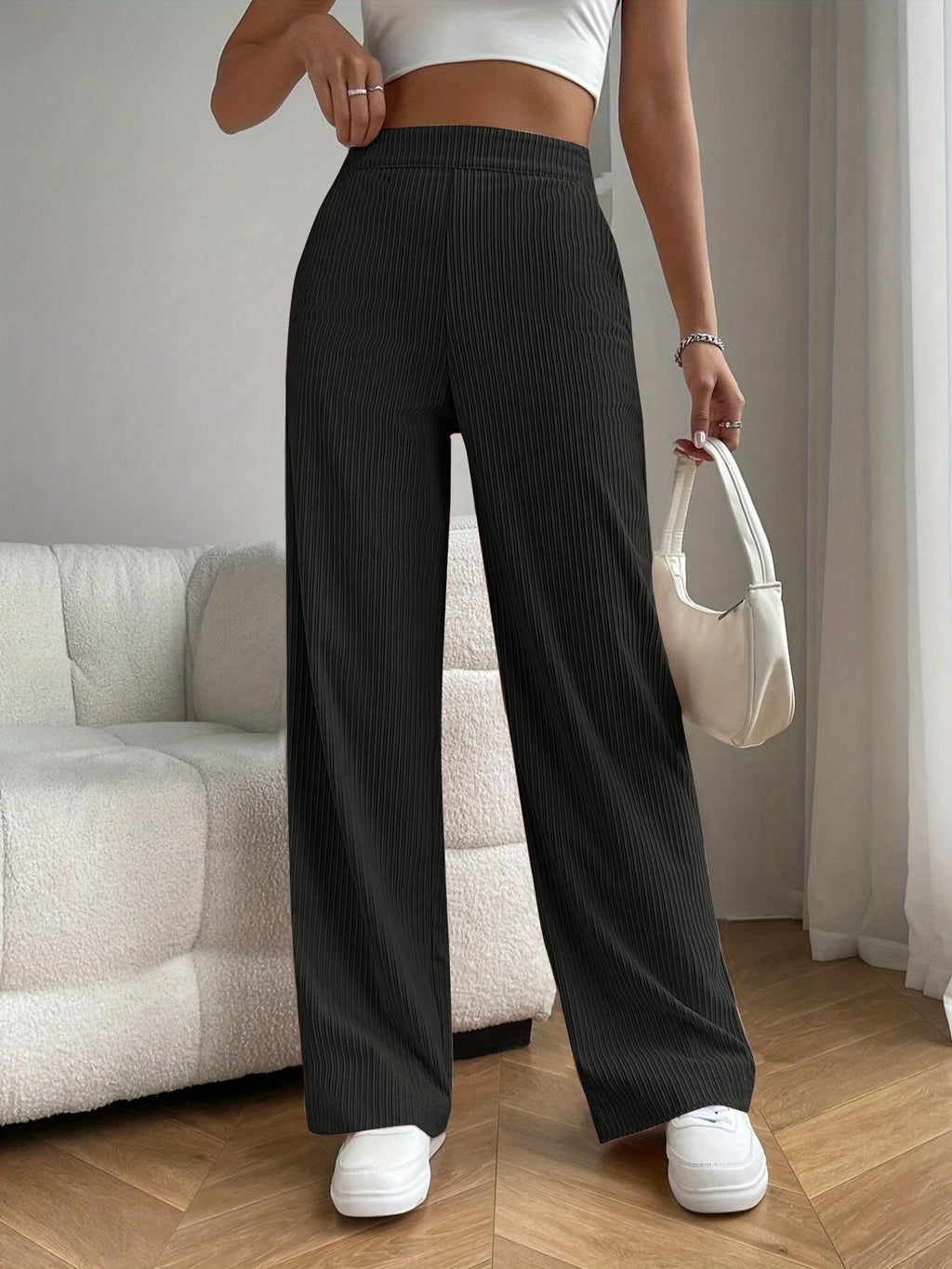 New Women's Trousers Cross-border Spring and Autumn High Waist Loose Wide Leg Pants Drain All-match Casual Straight Pants