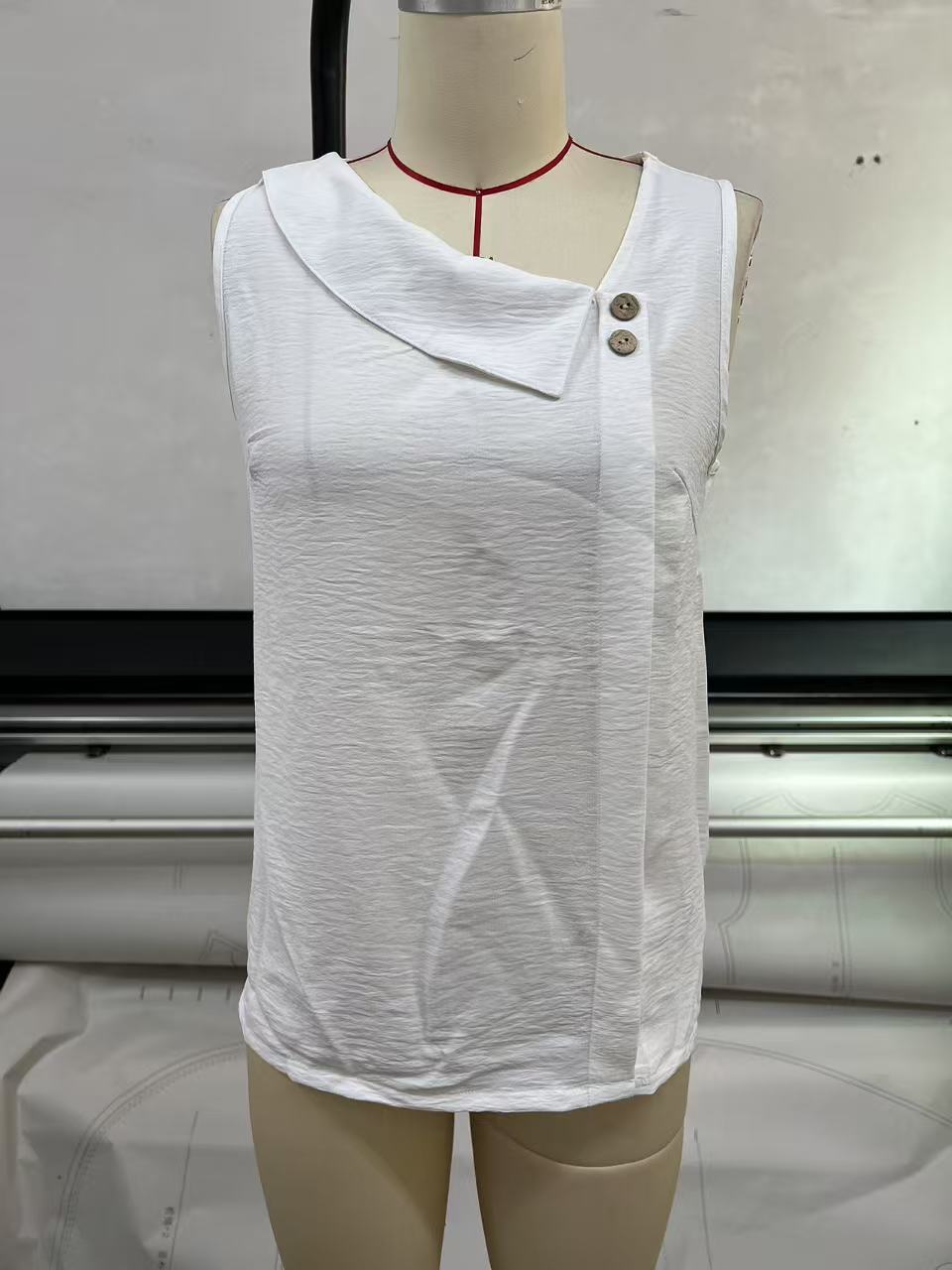2025 Cross-Border New Women's Clothing Casual Slant Collar Sleeveless Regular Pullover Multi-Color Women's Tops T-Shirt