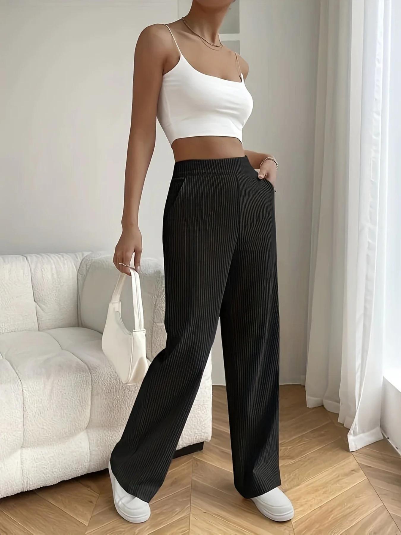 New Women's Trousers Cross-border Spring and Autumn High Waist Loose Wide Leg Pants Drain All-match Casual Straight Pants