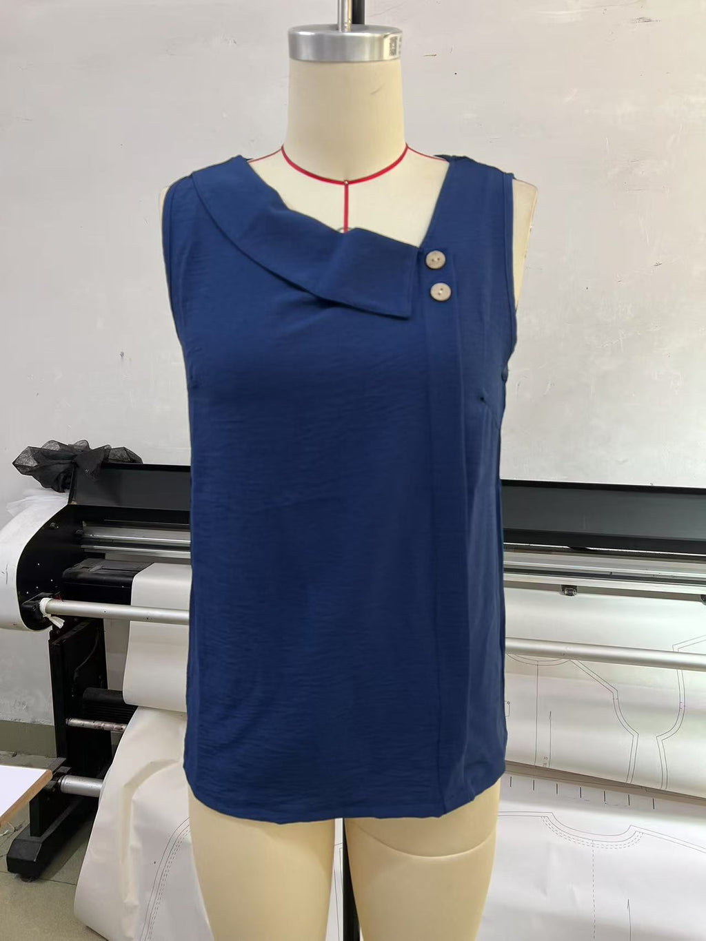 2025 Cross-Border New Women's Clothing Casual Slant Collar Sleeveless Regular Pullover Multi-Color Women's Tops T-Shirt