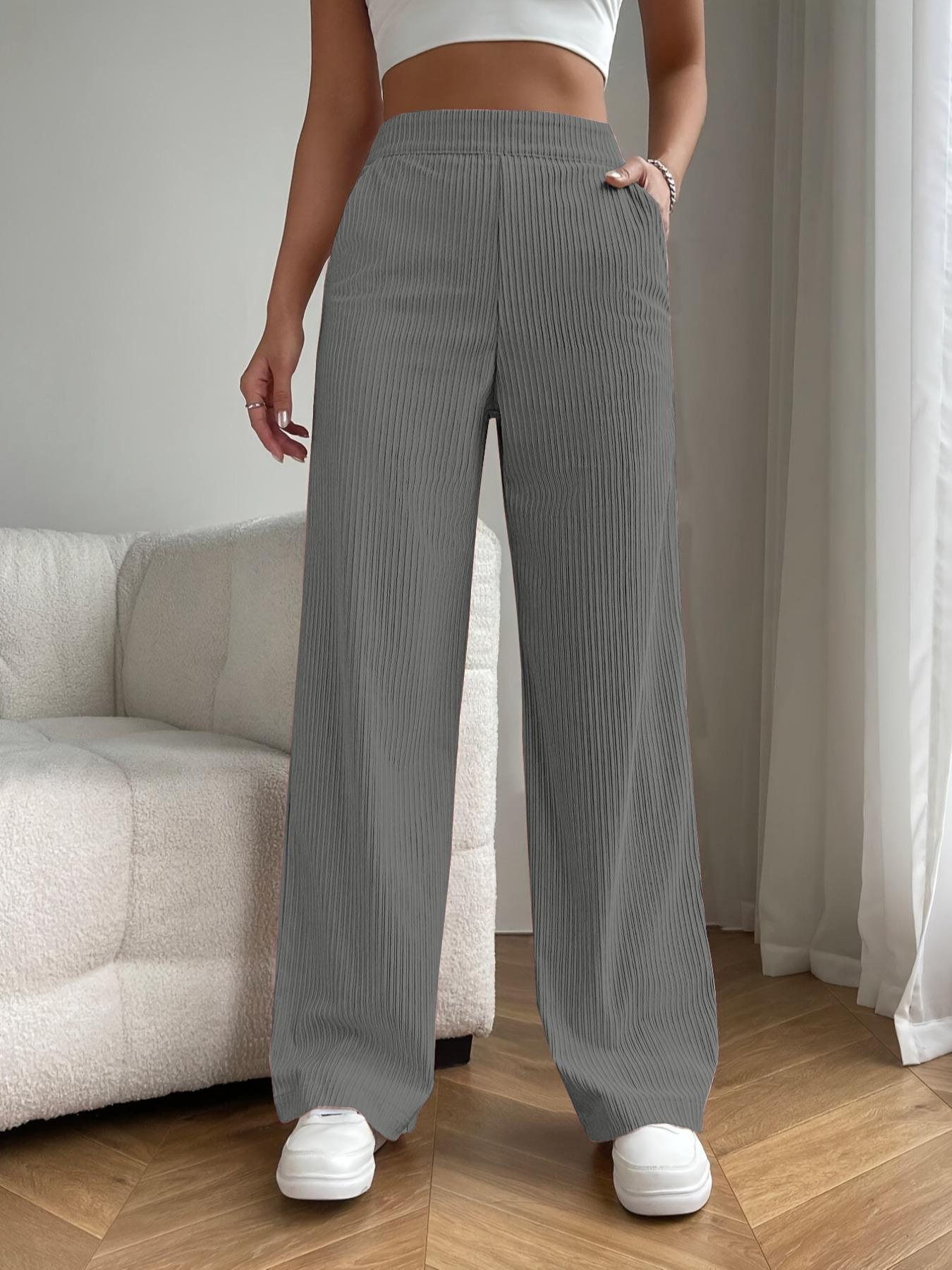 New Women's Trousers Cross-border Spring and Autumn High Waist Loose Wide Leg Pants Drain All-match Casual Straight Pants