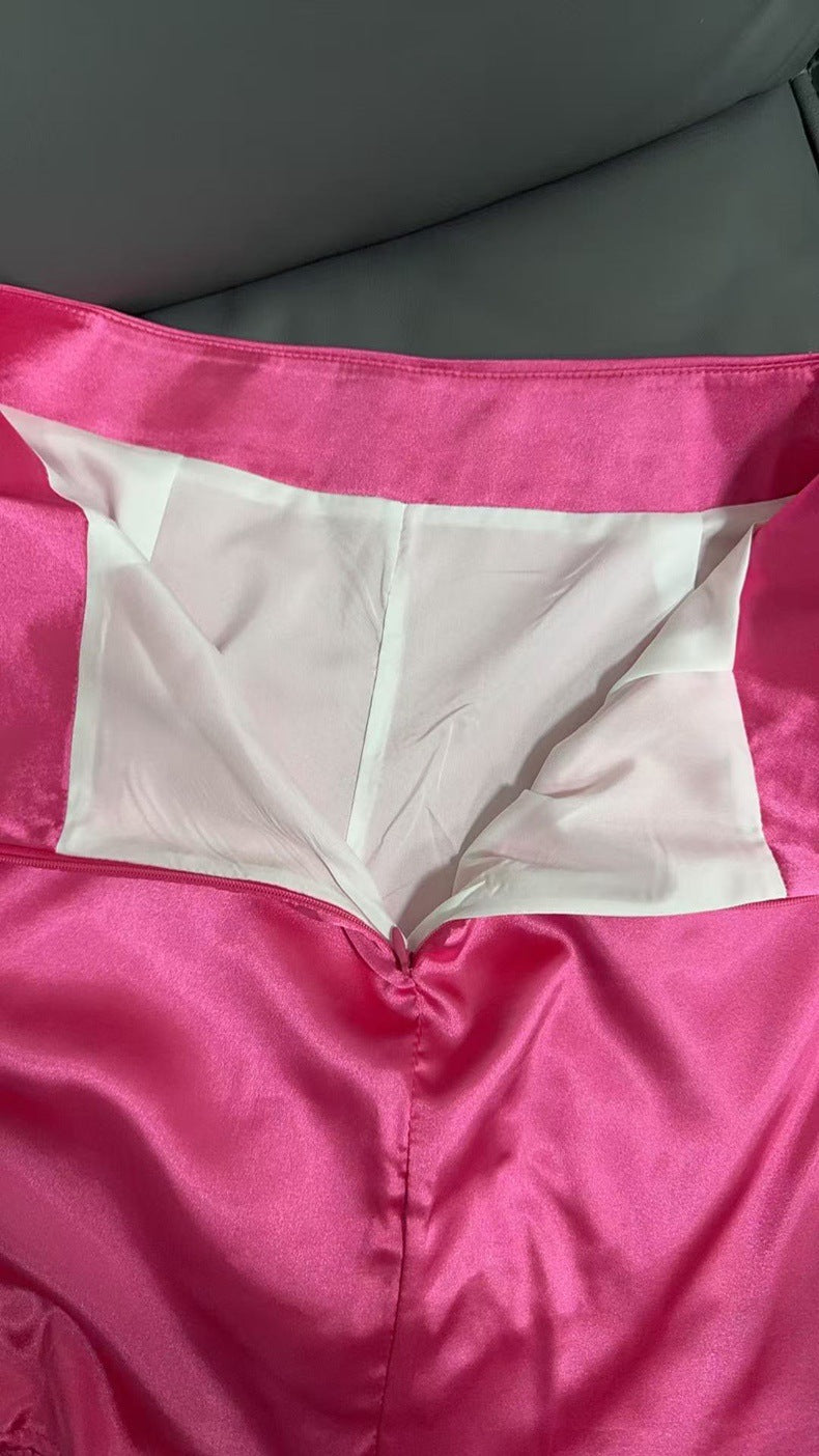 Satin Pleated Mini Skirt | High Waist A-Line | 12 Colors