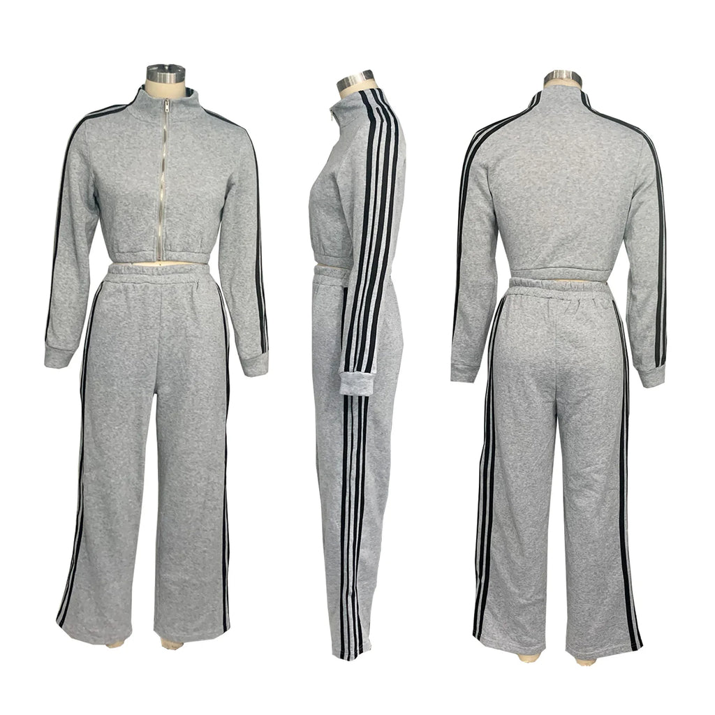 Y2K Striped Jogger Tracksuit Set - 2 Piece