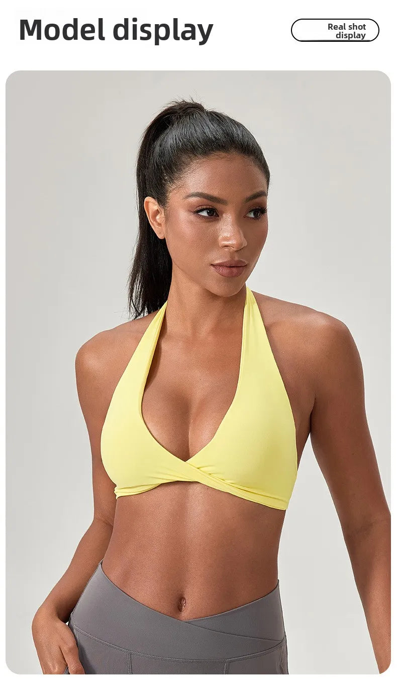 Strappy Padded Sports Bra - Criss Cross Back