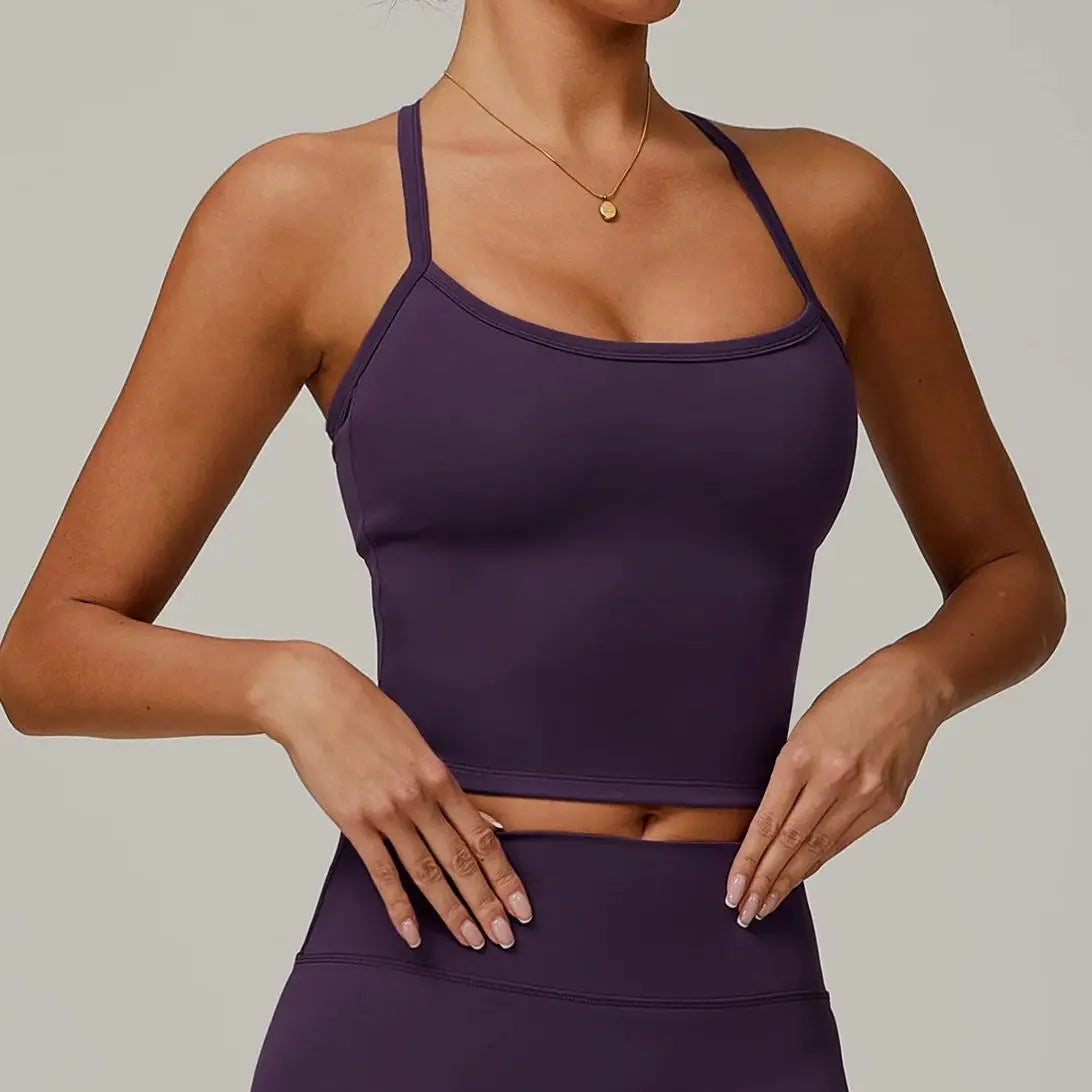 Cross Back Push-Up Sports Bra - High Support Yoga Bra