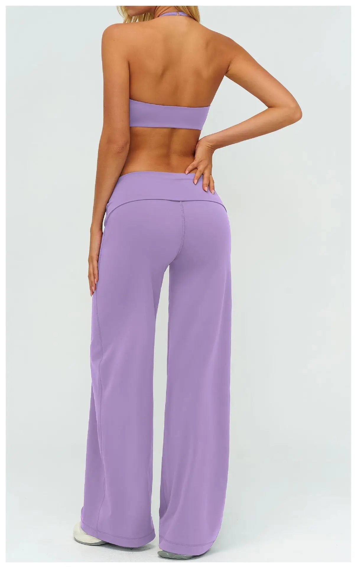 Halter Bra, Zip Jacket & Wide Leg Yoga Set