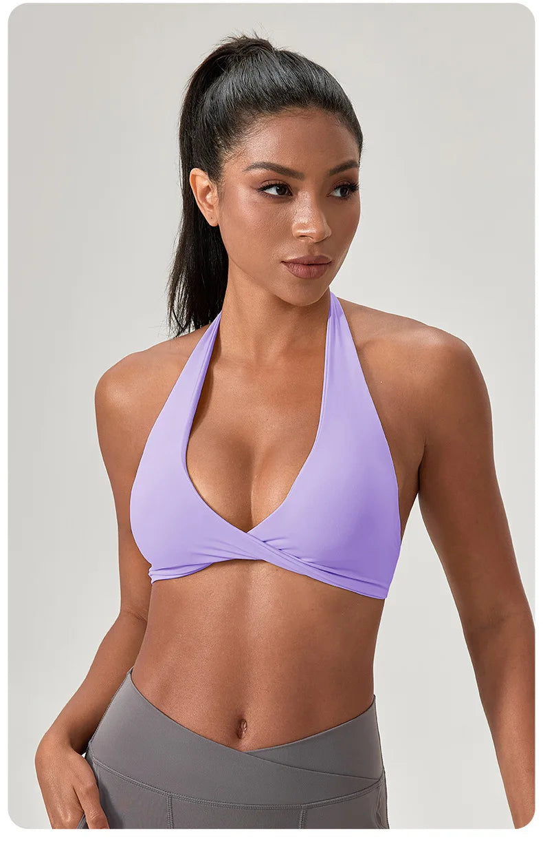 Strappy Padded Sports Bra - Criss Cross Back