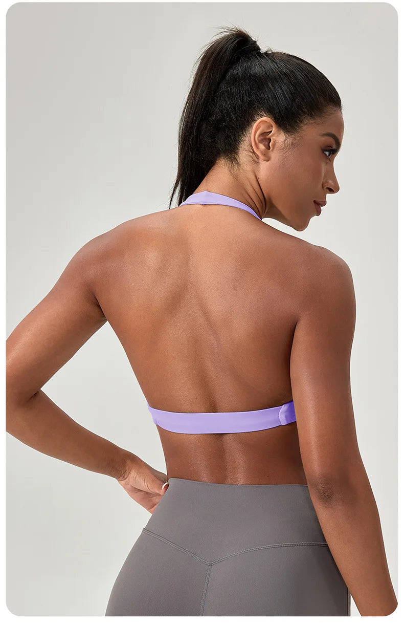 Strappy Padded Sports Bra - Criss Cross Back