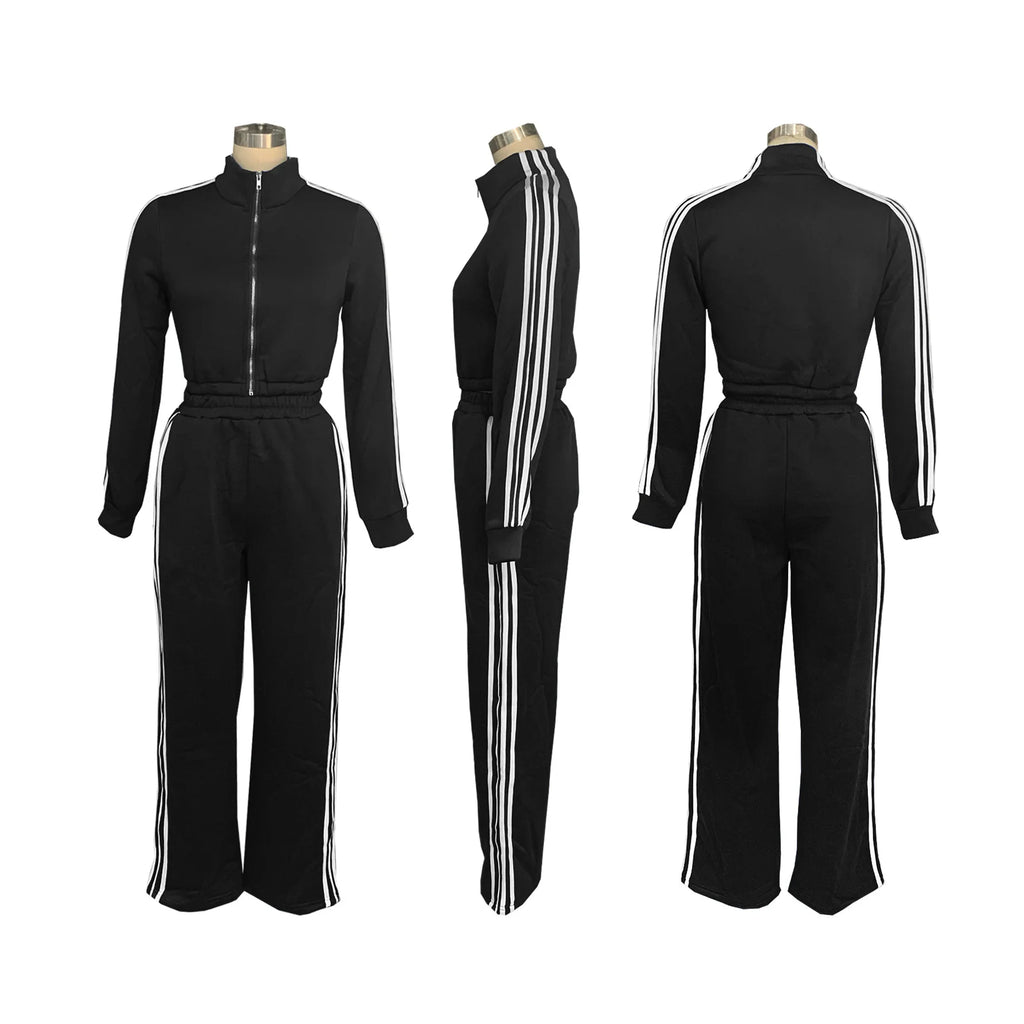 Y2K Striped Jogger Tracksuit Set - 2 Piece