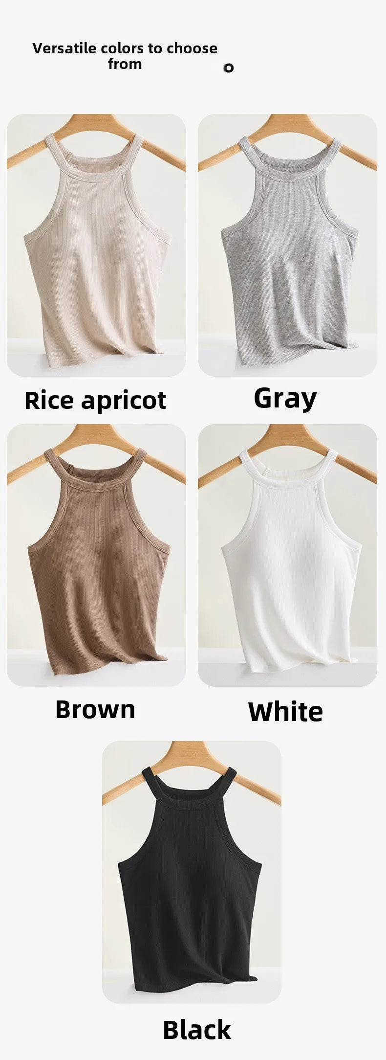 Halter Neck Camisole Top with Built-In Bra