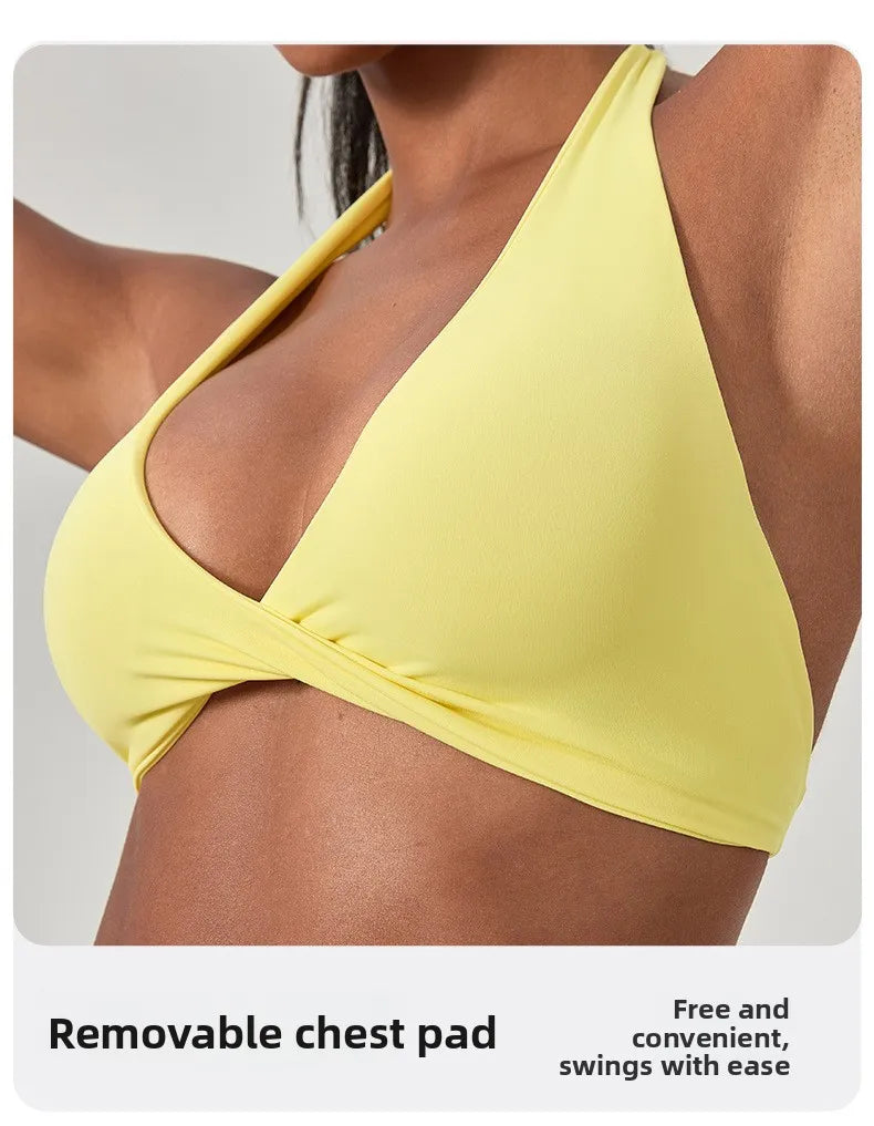 Strappy Padded Sports Bra - Criss Cross Back