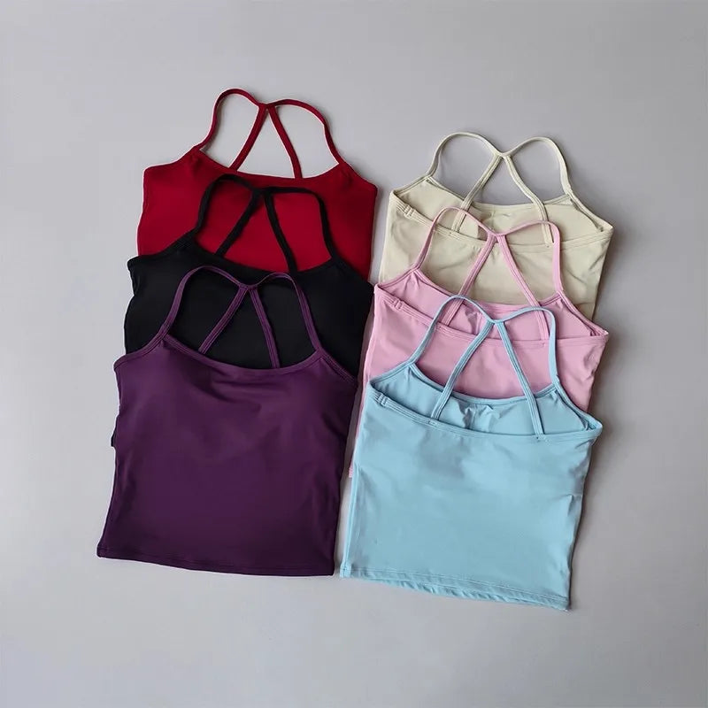 Cross Back Push-Up Sports Bra - High Support Yoga Bra