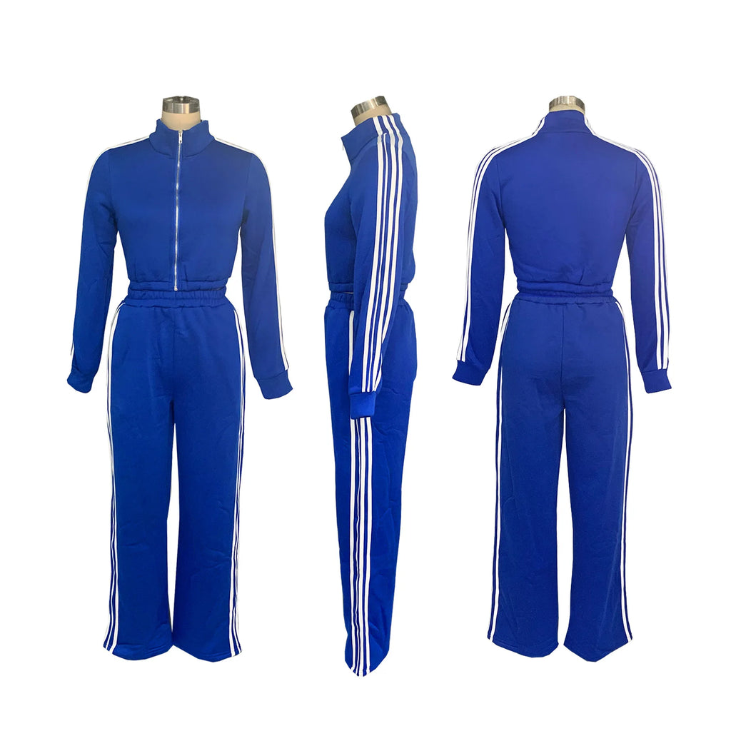 Y2K Striped Jogger Tracksuit Set - 2 Piece