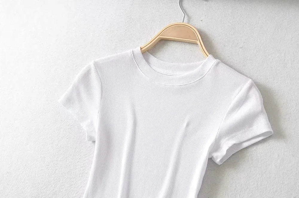 Women's Slim-Fit Short Sleeve Crop Top