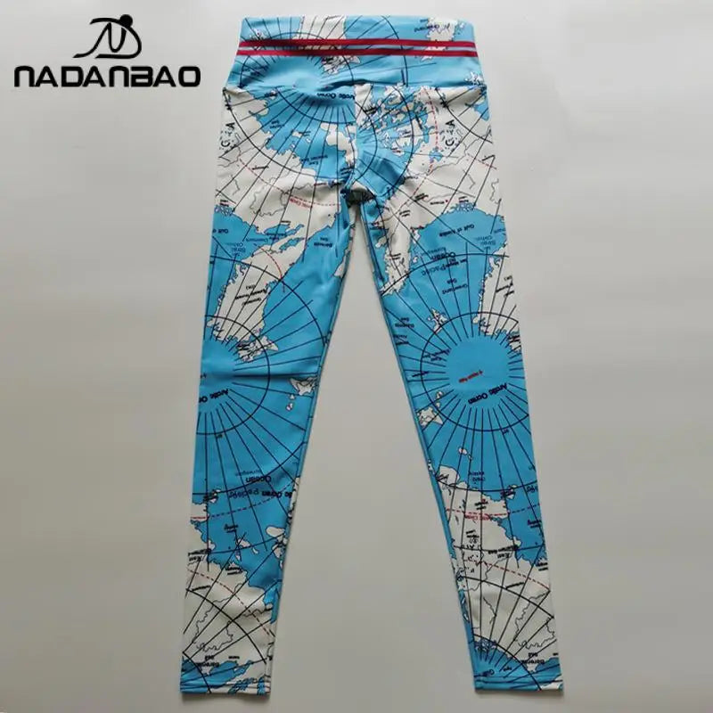 Women's Map Print High-Waist Skinny Leggings