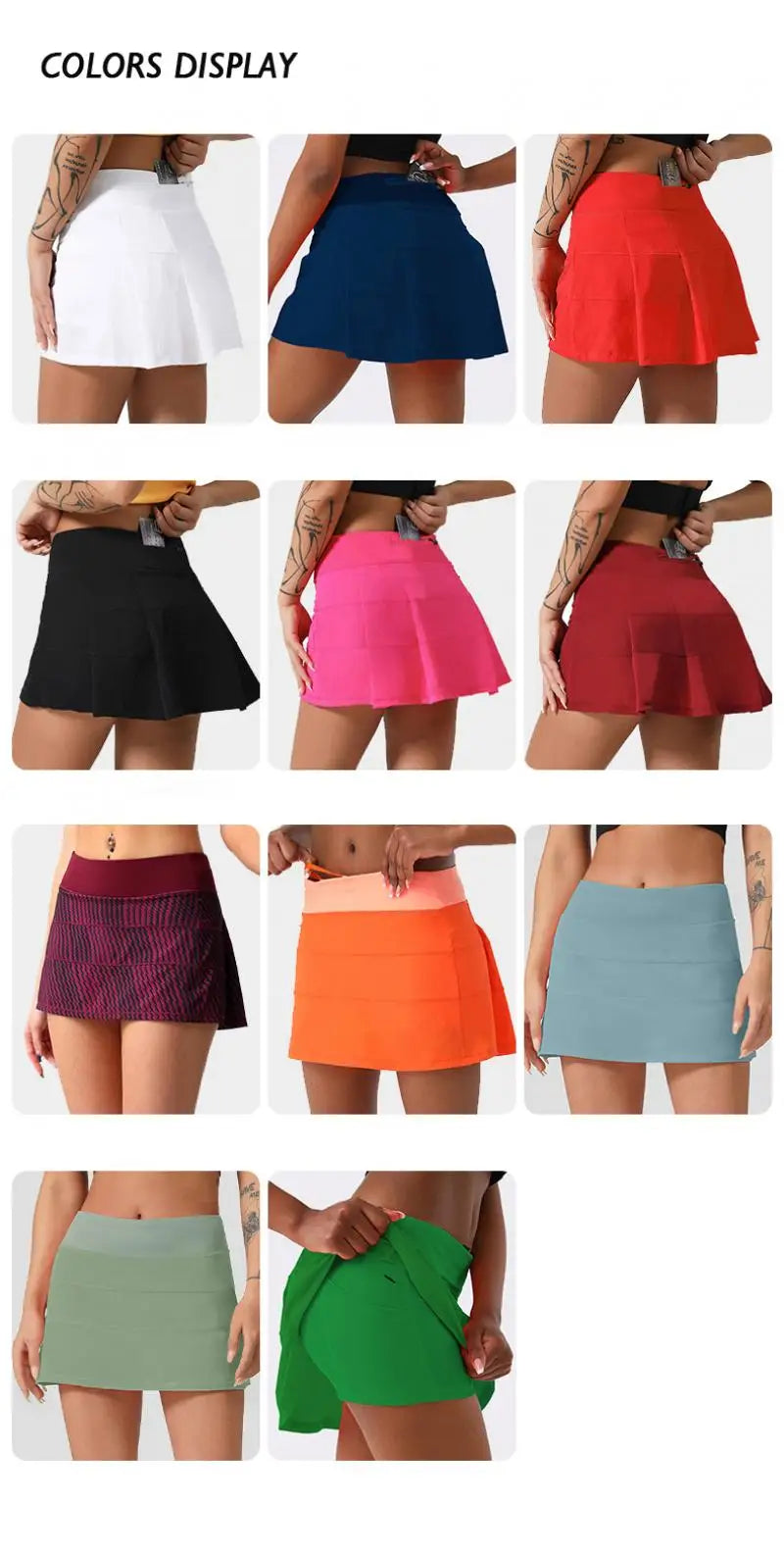 High-Waist Tennis Skort with Zipper Pocket
