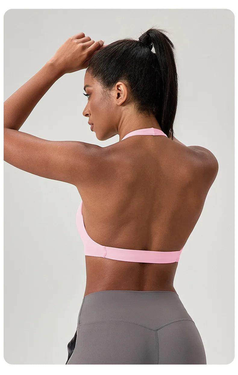 Strappy Padded Sports Bra - Criss Cross Back