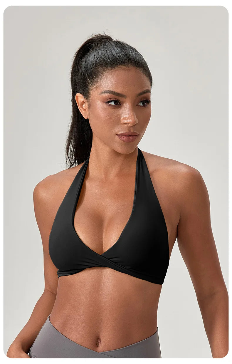 Strappy Padded Sports Bra - Criss Cross Back