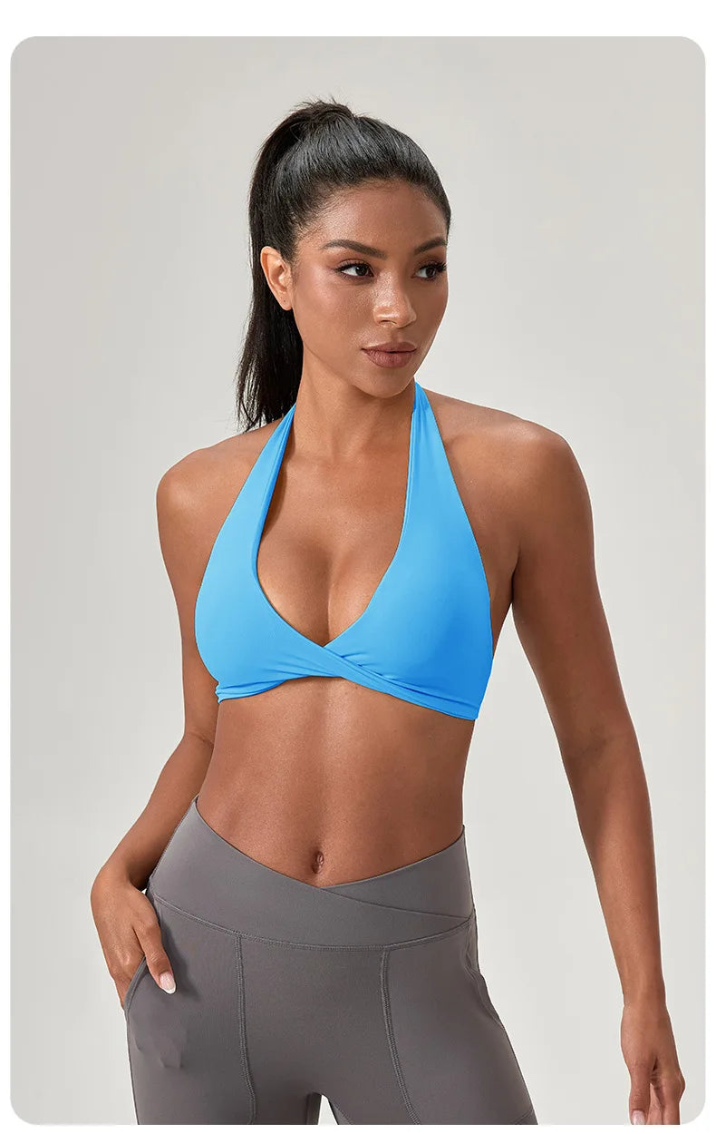 Strappy Padded Sports Bra - Criss Cross Back