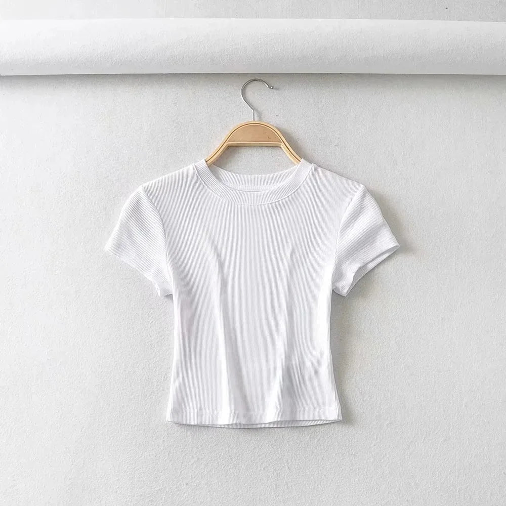 Women's Slim-Fit Short Sleeve Crop Top
