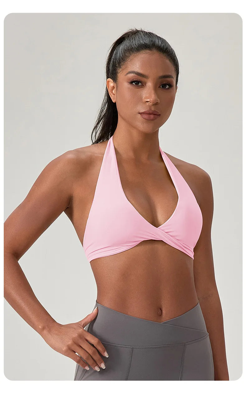 Strappy Padded Sports Bra - Criss Cross Back