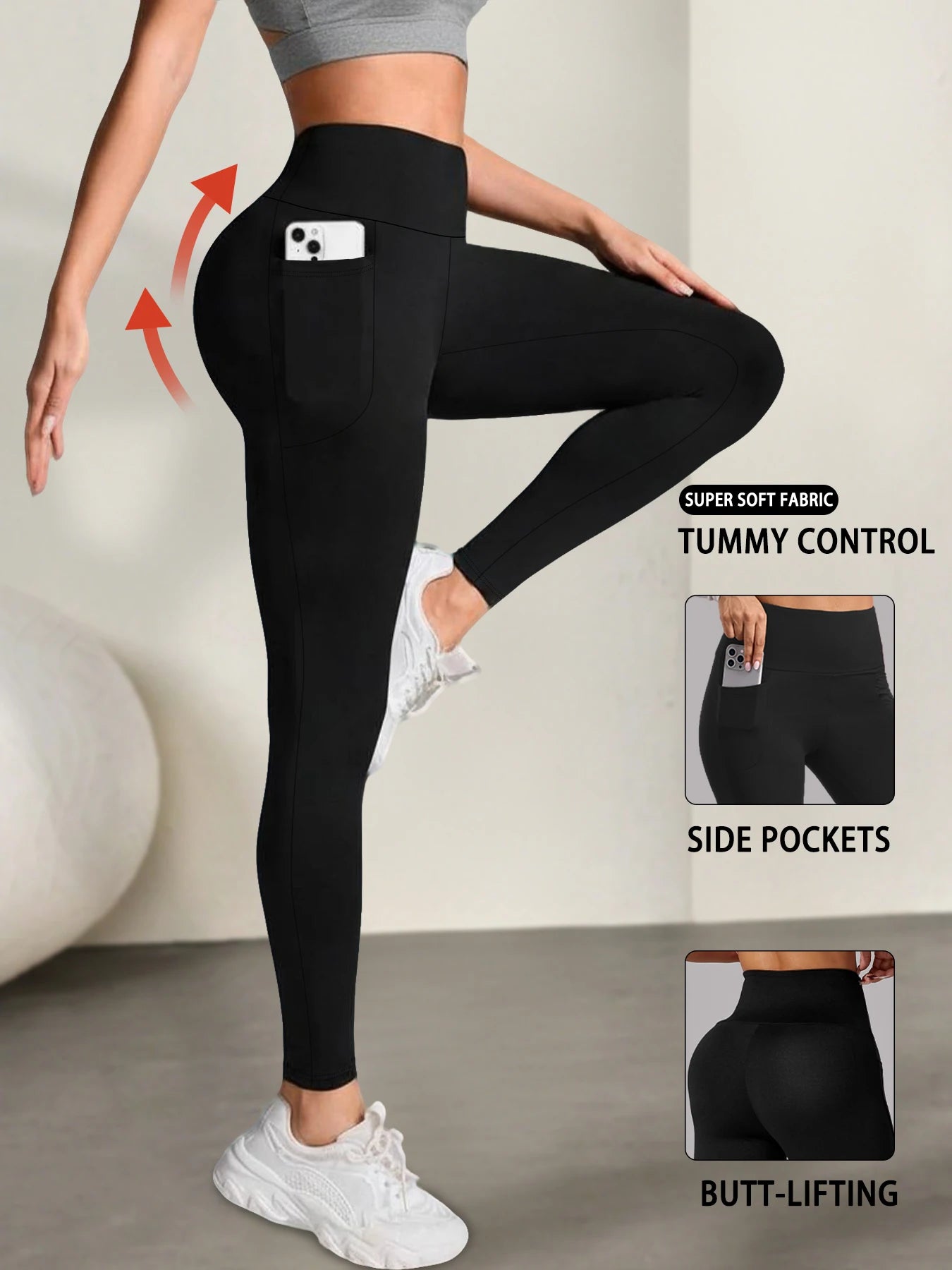 Super Soft High Waist Tummy Control Leggings with Pockets