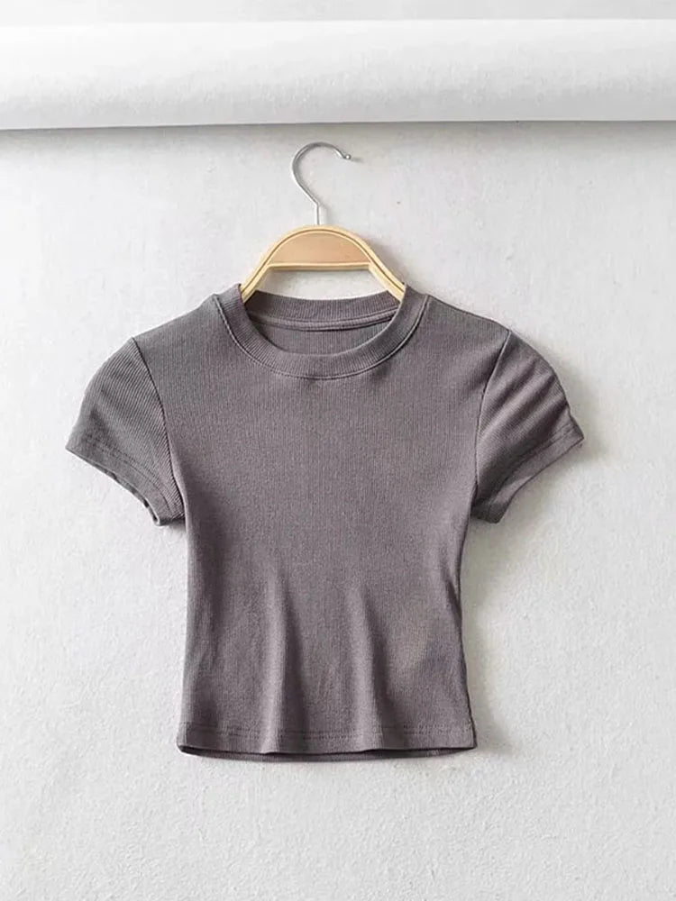 Women's Slim-Fit Short Sleeve Crop Top