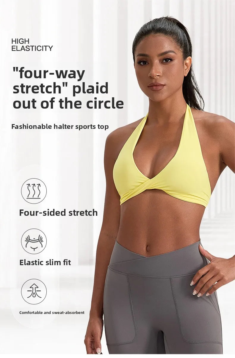 Strappy Padded Sports Bra - Criss Cross Back