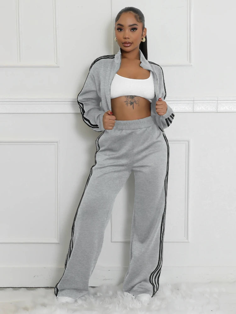 Y2K Striped Jogger Tracksuit Set - 2 Piece