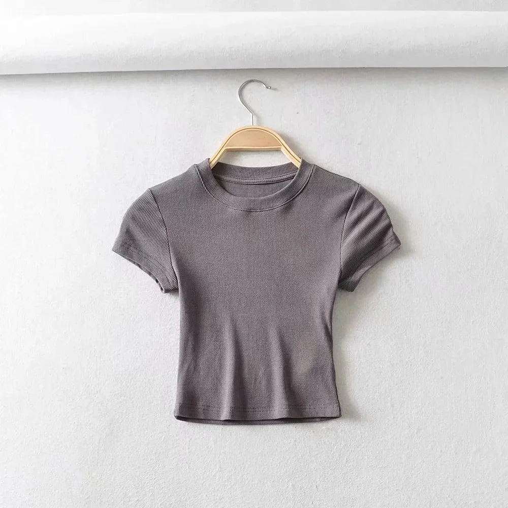 Women's Slim-Fit Short Sleeve Crop Top