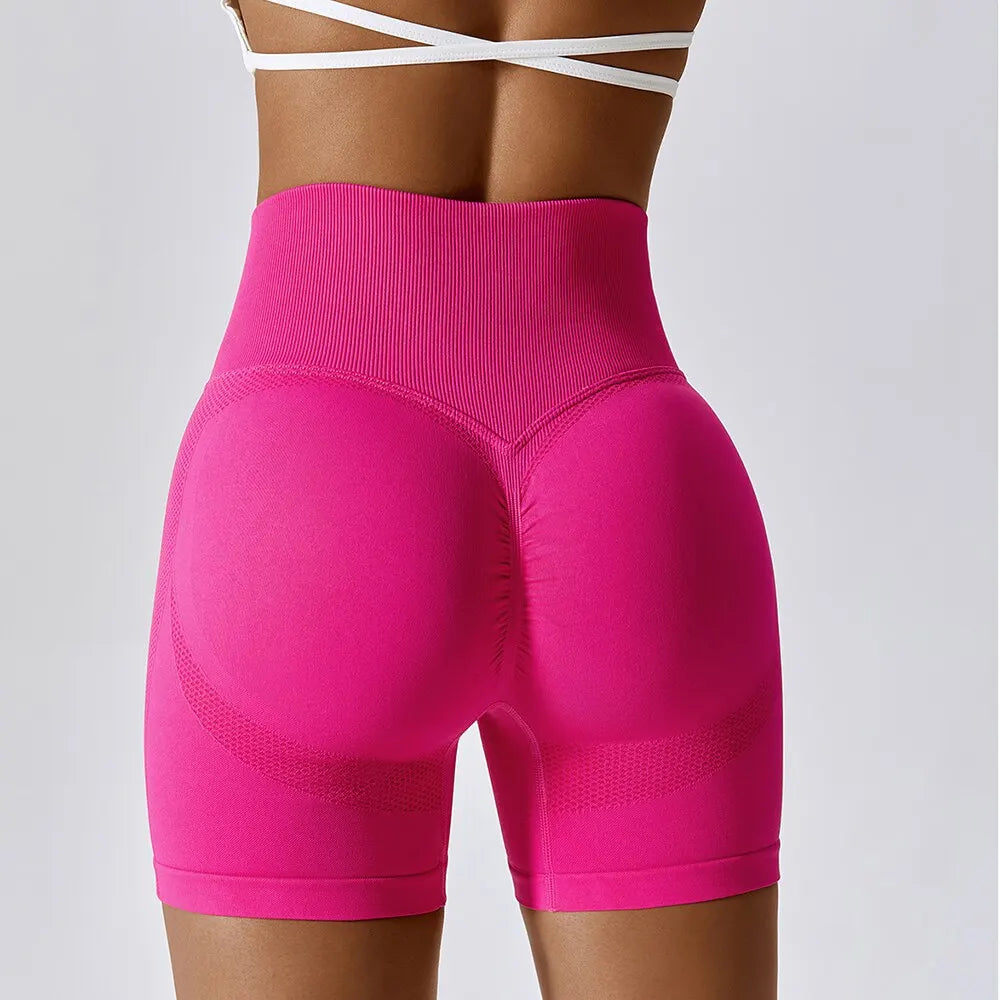 Seamless High-Waist Push-Up Gym Shorts